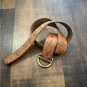 Lucky Brand Floral Embossed Leather Belt Small